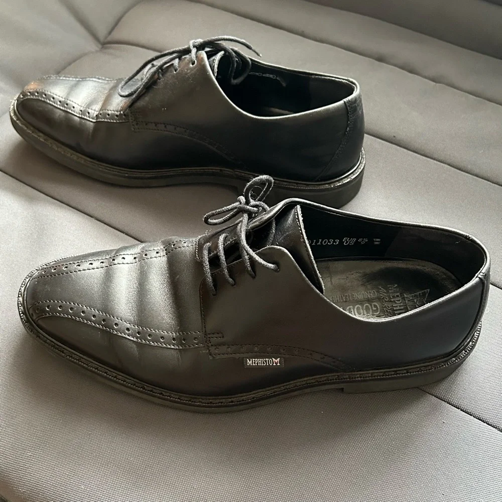 Mephisto  Mens Goodyear Belt Classic Black Leather Oxfords,   Size 9 - Picture 3 of 12